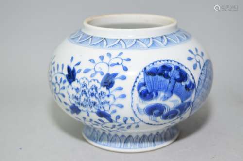 19-20th C. Japanese Blue and White Water Holder
