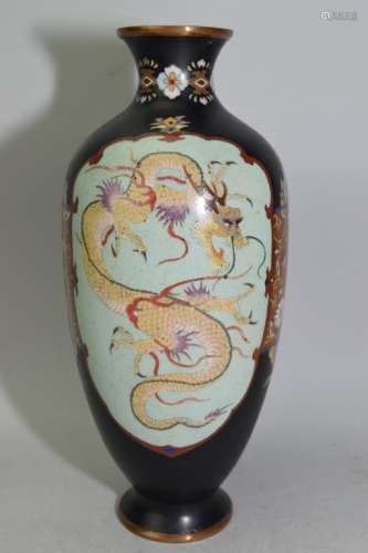 19th C. Japanese Cloisonne Vignette Dragon Vase