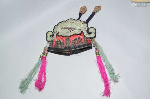 Qing Chinese Embroidered Child's Hat