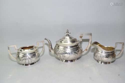 19th C. Chinese Sterling Silver Tea Set