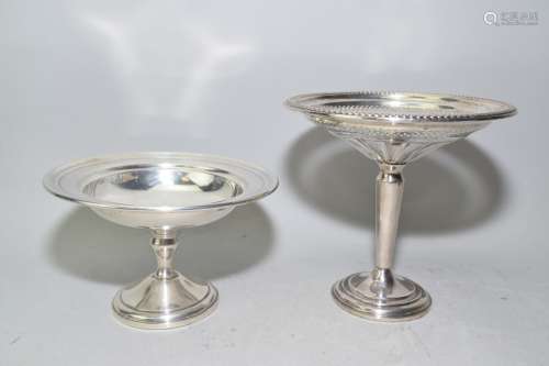 Two Sterling Silver High-Foot Plates
