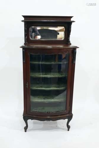 19th century mahogany bowfront music cabinet, the mirrored superstructure back above the glazed