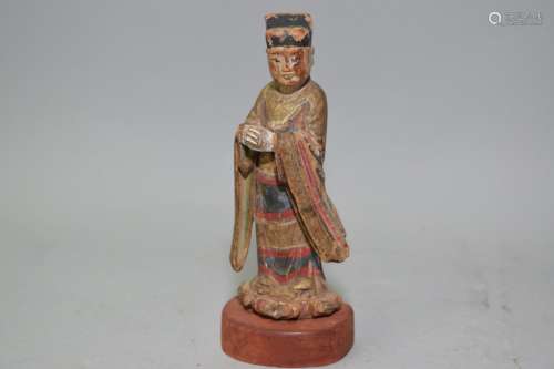 Ming Chinese Painted Wood Carved Figure