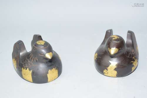 Pair of 19th C. Japanese Gilt Bronze Paperweights