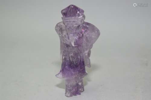 Qing Chinese Purple Quartz Carved Figure