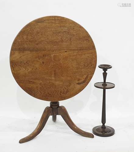 19th century oak folding circular centre table and a smokers stand (2)