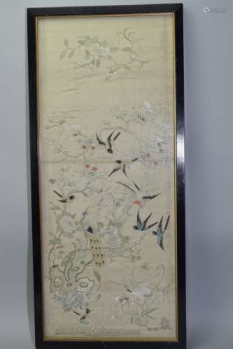 19th C. Chinese Yue Style Embroidery in Frame