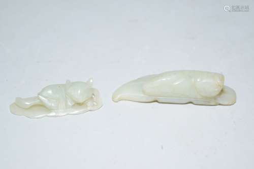 Two Chinese White Jade Carved Amulets