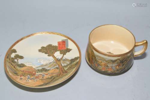 19th C. Japanese Satsuma Cup and Saucer Set