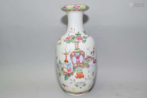 19-20th C. Chinese Famille Rose Study Object Vase