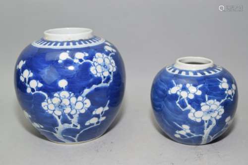 Two Late Qing Chinese Blue and White Jars