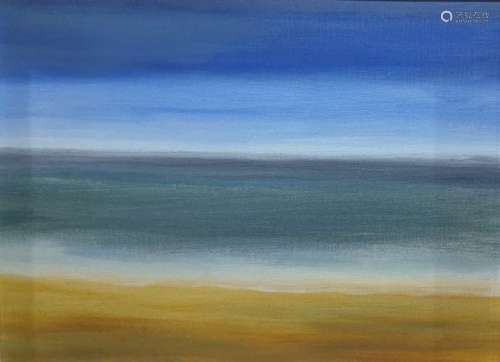 20th century Oil on canvas Sandy shoreline 19 x 39 cms