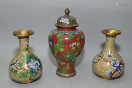 Group of Chinese Cloisonne Vases