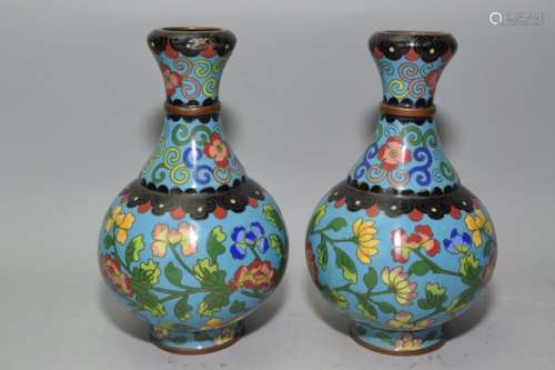 Pair of Republic Chinese Cloisonne Vases