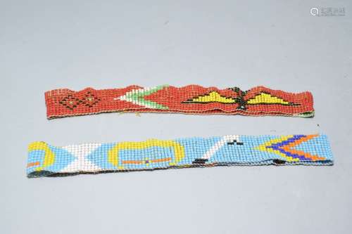 Two Native American Woven Bead Bands