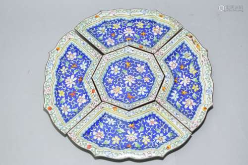 19th C. Chinese Enamel over Bronze Snack Plates