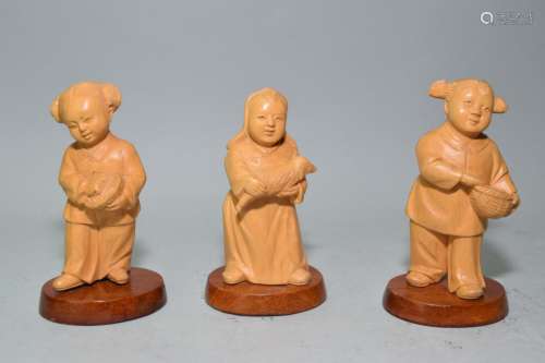 Three Cultural Revolution Chinese Huangyang Carvings