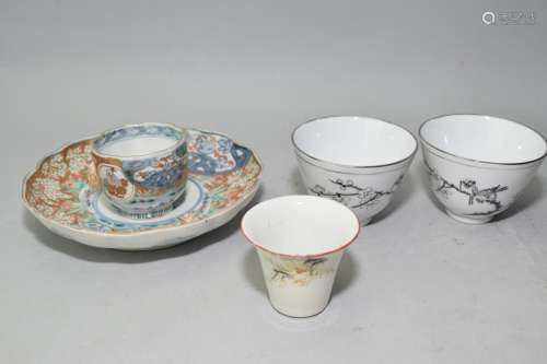 Group of Chinese Famille Rose and Ink Cups