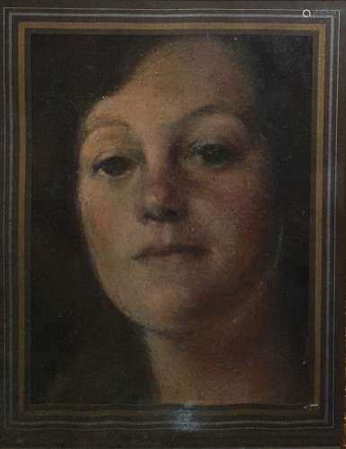 20th century school  Oil  Portrait study of female head, unsigned, 19cm x 14cm