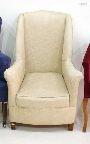 Cream ground armchair with square section front supports