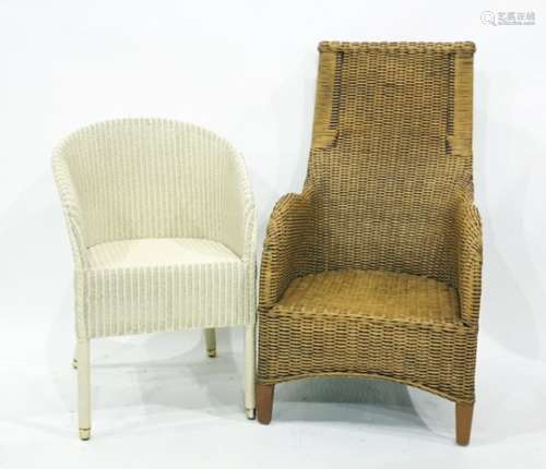 Vincent Sheppard Loom-style tub chair and a modern wicker chair (2)