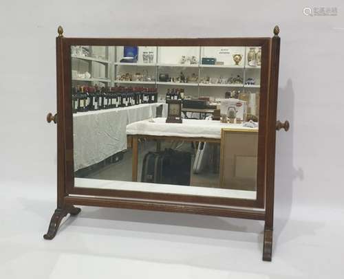 19th century mahogany framed dressing table swing mirror, the rectangular mirror supported by fluted