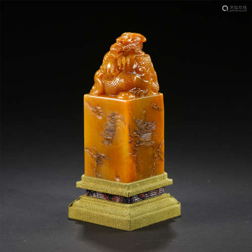 CHINESE SOAPSTONE TIANHUANG BEAST SEAL