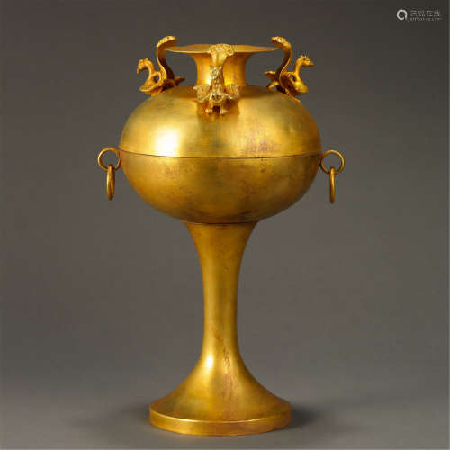 CHINESE PURE GOLD DOU INCENSE CAGE