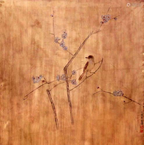 CHINESE SCROLL PAINTING OF BIRD AND FLOWER