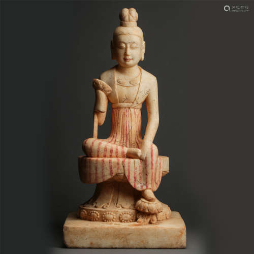 CHINESE MARBLE SEATED BEAUTY