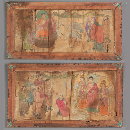CHINESE COLOR PAINTING ON WOOD BOARD