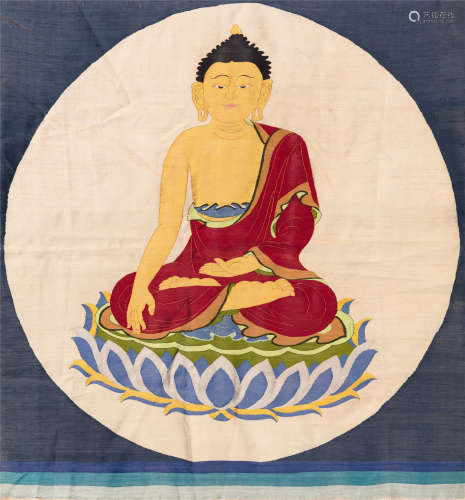 CHINESE EMBROIDERY KESI SEATED BUDDHA