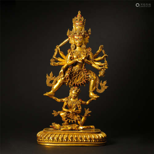 TIBETAN GILT BRONZE STANDING BUDDHA