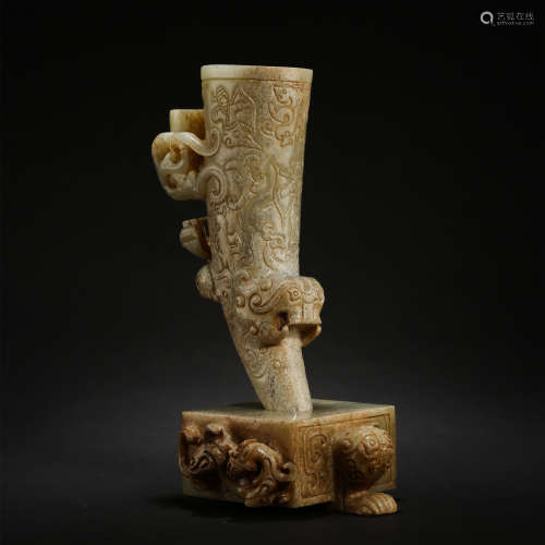 CHINESE ANCIENT JADE JUE CUP