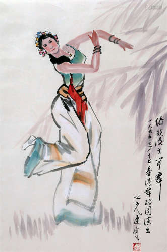 CHINESE SCROLL PAINTING OF FEMALE DANCER