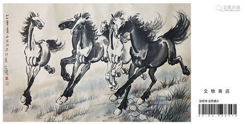 CHINESE SCROLL PAINTING OF HORSE