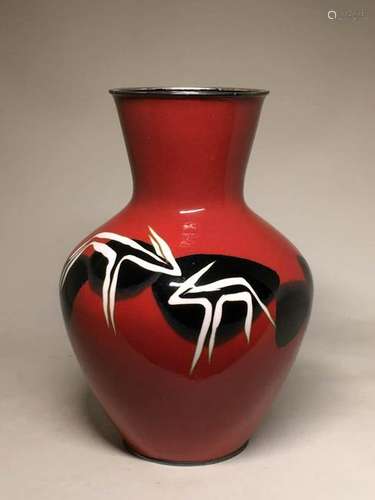 Japanese Art Deco Cloisonne Vase by Ando Jubei