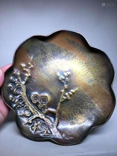 Japanese Copper Dish - Plum Blossom