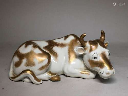 Japanese Kutani Porcelain Study - Ox