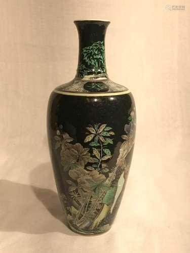 Chinese Famille Noir Porcelain Vase - Butterfly