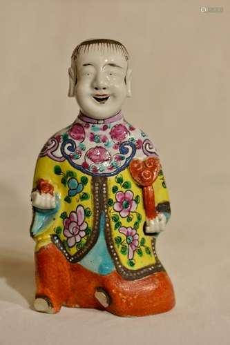 Chinese Famille Rose Porcelain Boy with Scepter