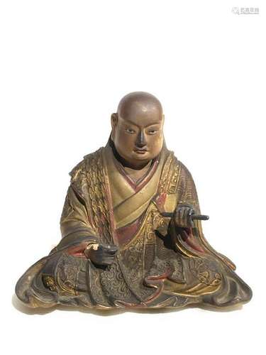 Japanese Lacquered Wood Monk