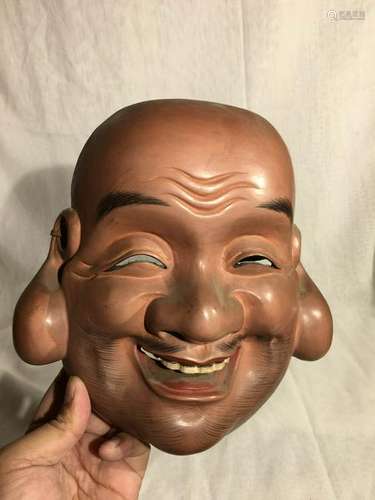 Japanese Wood Mask - Happy Buddha