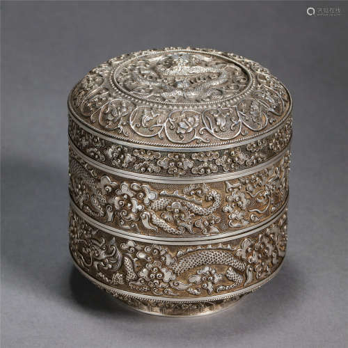 CHINESE SILVER FLOWER BOX