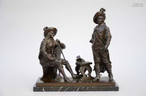 Drouot: bronze statue 'musketeers' (17x44x44cm)