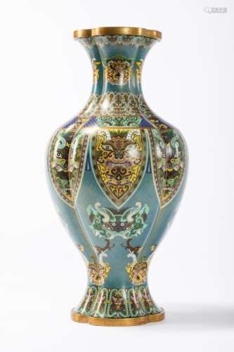 A vase in Chinese cloisonnÈ 'taotie' (52cm)