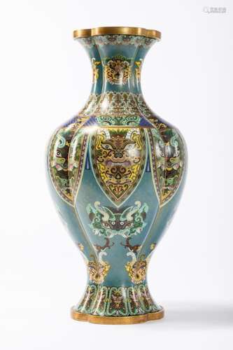 A vase in Chinese cloisonnÈ 'taotie' (52cm)