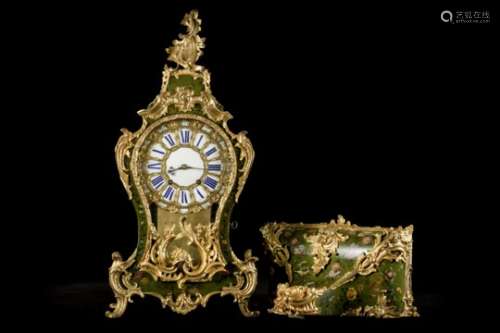 A clock in Vernis Martin with enamelled dial and gilt bronze ornaments 'Vandercruse - Delacroix ‡