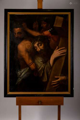 Anonymous (16th - 17th century): painting (o/c) 'Way of the Cross' (88x116cm)