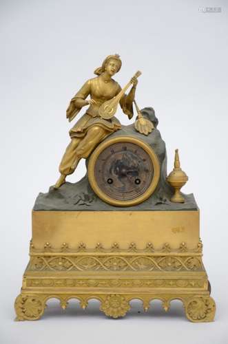 Louis-Phippe clock in bronze 'troubadour' (12x27x37cm)